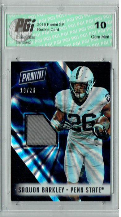 Saquon Barkley 2018 Panini #SB Lasers Jersey Piece #18/25 Rookie Card PGI 10