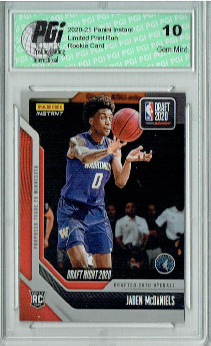 Jaden McDaniels  2020 Panini Instant Draft Night #DN10 1/309 Rookie Card PGI 10