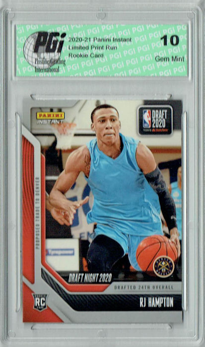 RJ Hampton 2020 Panini Instant Draft Night #DN27 1 of 315 Rookie Card PGI 10