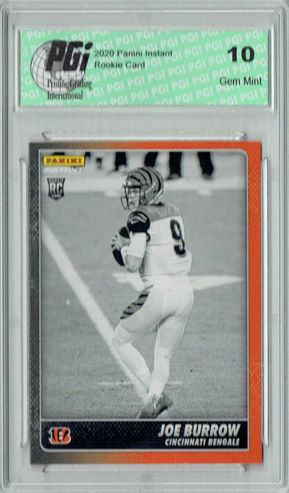 Joe Burrow 2020 Panini Instant Black & White #BW7 1 of 518 Rookie Card PGI 10