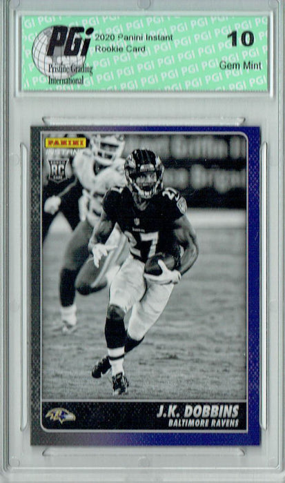 J.K. Dobbins 2020 Panini Instant Black & White #BW11 1 of 518 Rookie Card PGI 10