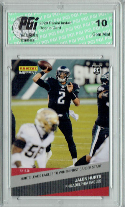 Jalen Hurts 2020 Panini Instant #159 1st Start 1/321 Made Rookie Card PGI 10