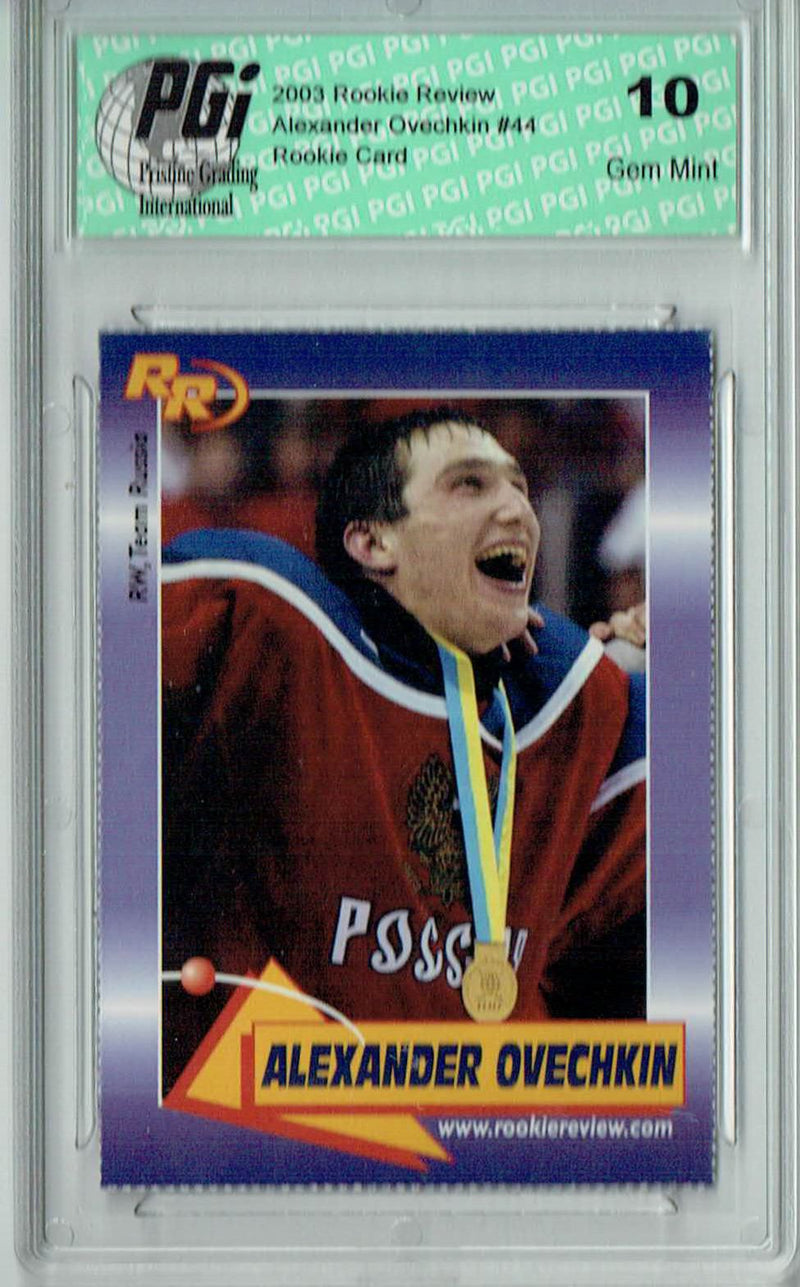 2-Card Lot 2003 Rookie Review Sidney Crosby #56 & Alexander Ovechkin #44 Rookie Cards PGI 10
