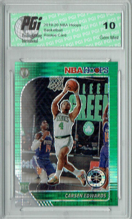 Carsen Edwards 2019 NBA Hoops #227 Pulsar Premium Green Prizm Rookie Card PGI 10