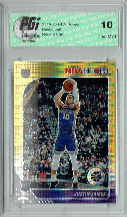 Justin James 2019 NBA Hoops #244 Pulsar Premium Gold Prizm Rookie Card PGI 10