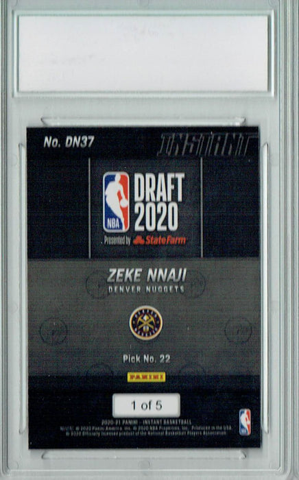 Zeke Nnaji 2020 Panini Instant #DN37 The #1 of 5 Card Rookie Card PGI 10