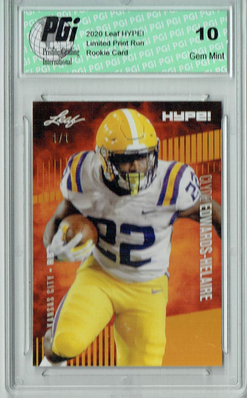Clyde Edwards-Helaire Rookie Card Kansas City PGI 10 Gem Mint Football Trading Card 2020 Leaf HYPE! #36 Gold Blank Back 1/1
