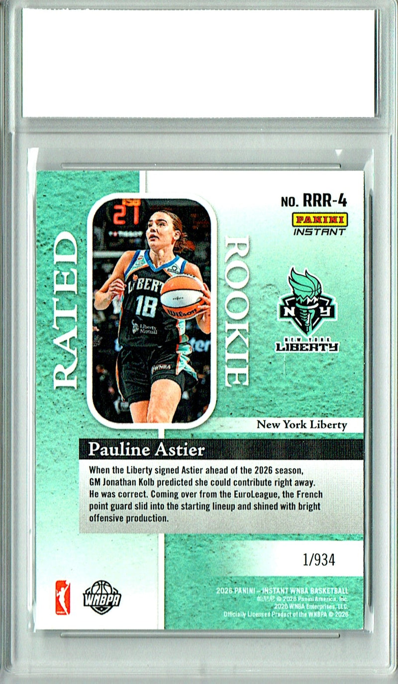 Pauline Astier Rookie Card 2026 Panini Instant #RRR-4 Rated Rookie, Certified Mint+ Condition, New York Liberty Basketball