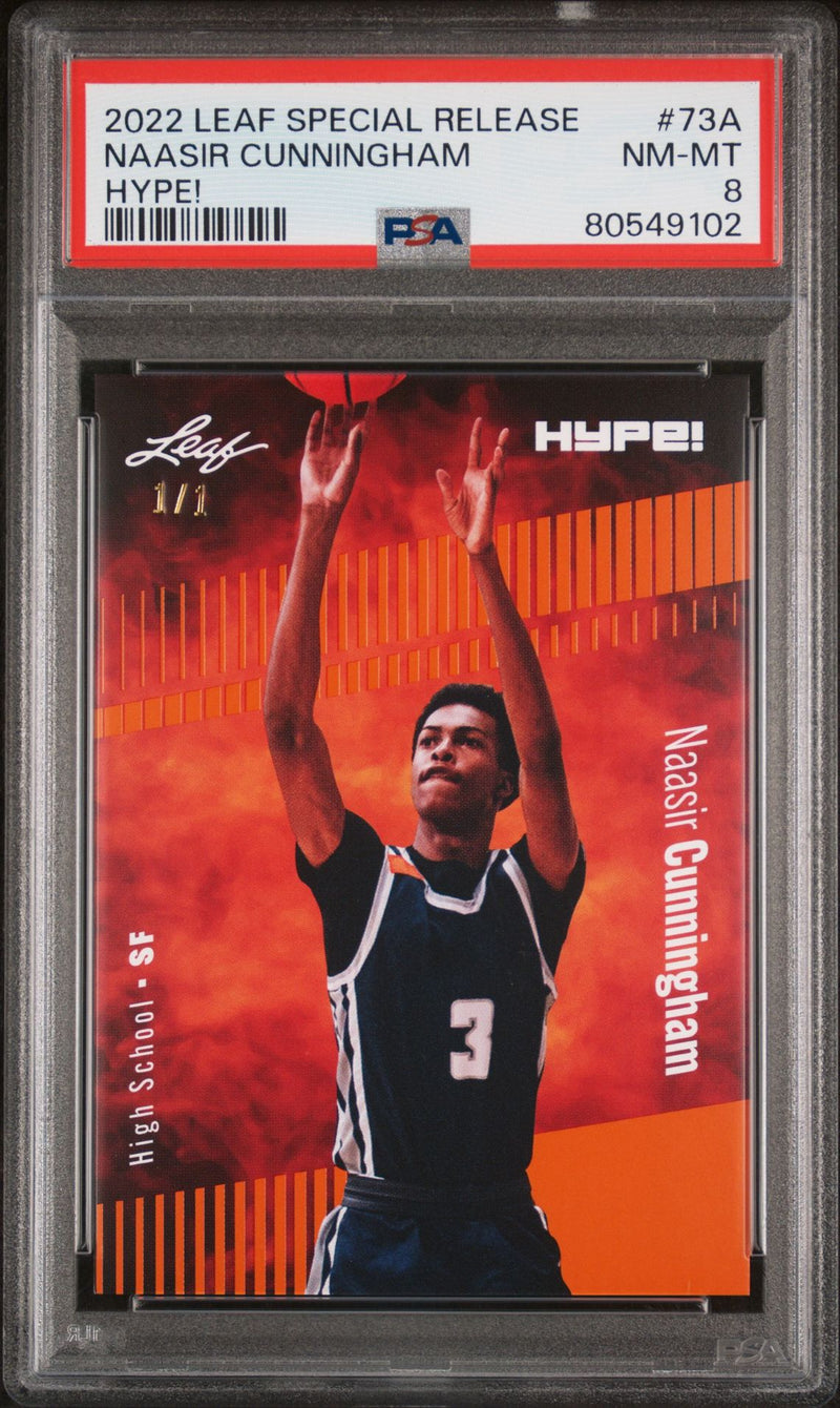 PSA 8 Naasir Cunningham 2022 Leaf Hype! #73A Orange Masterpiece 1/1 Rookie Card