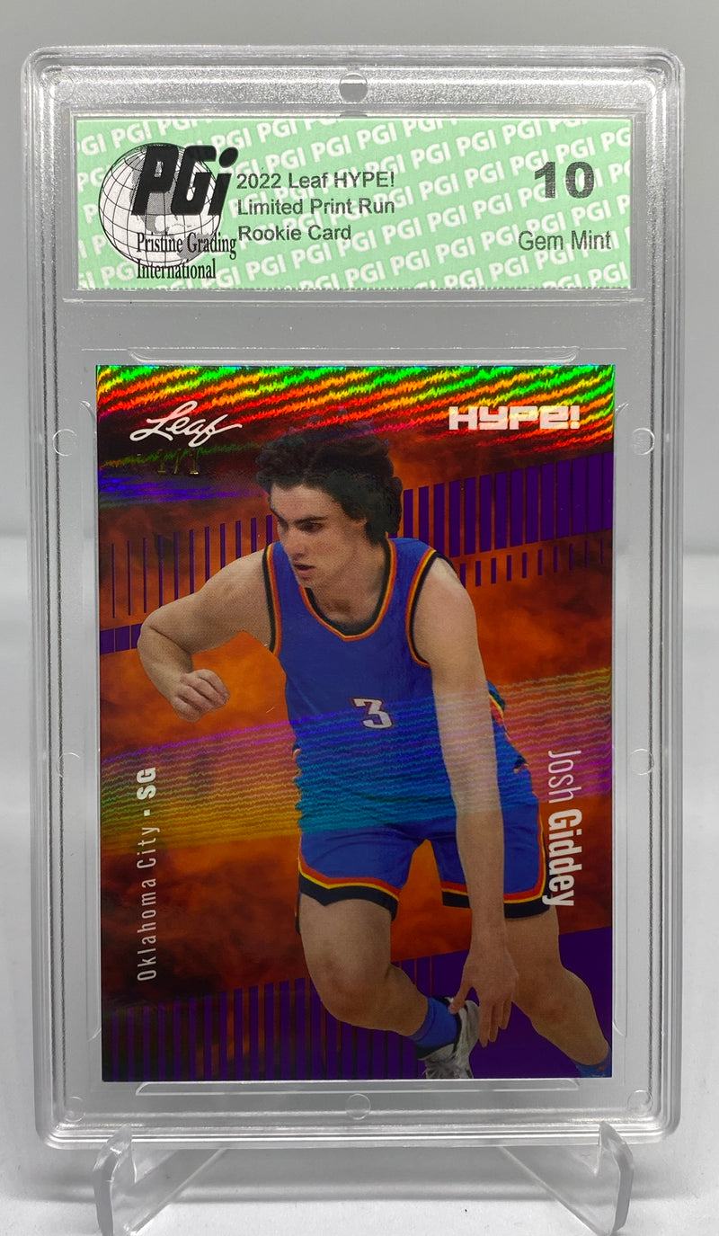 Josh Giddey 2022 Leaf HYPE! #74 Purple Shimmer 1 of 1 Rookie Card PGI 10