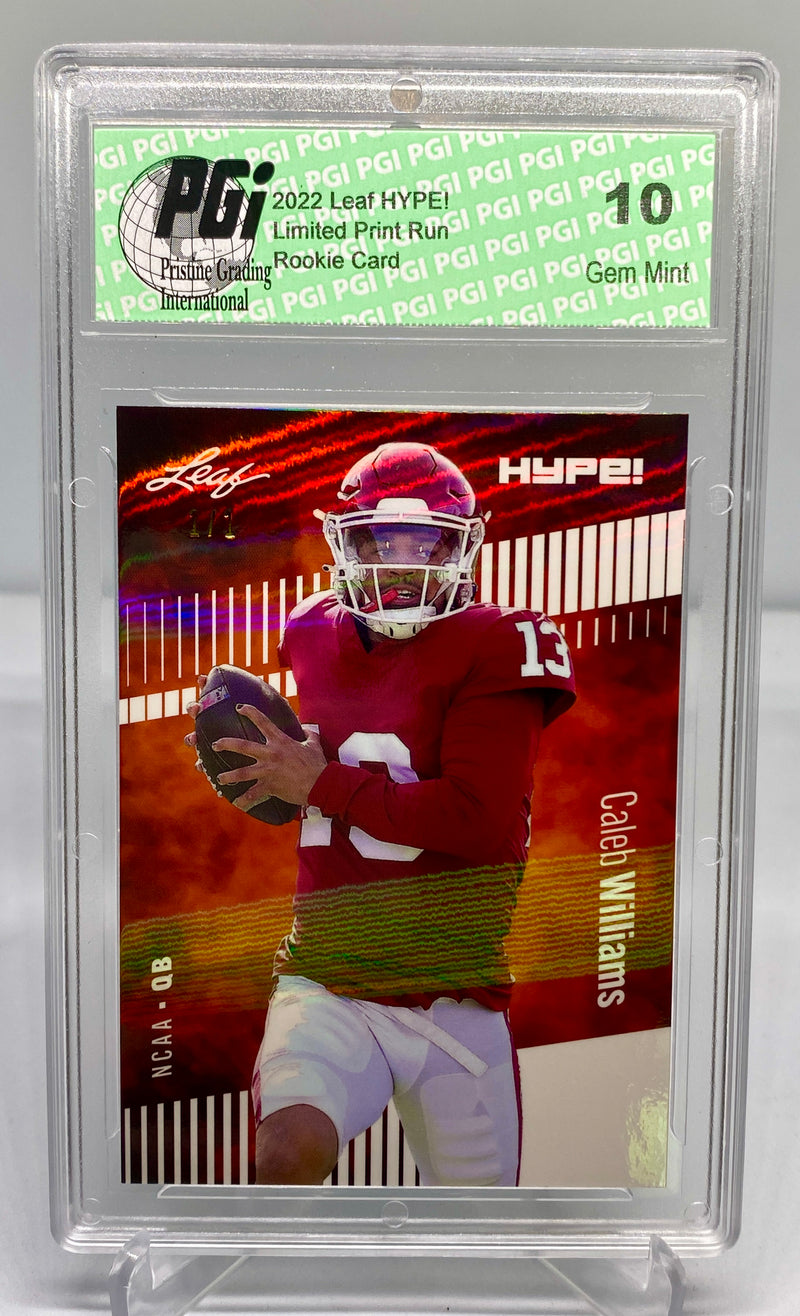 Caleb Williams Rookie Card USC / Chicago PGI 10 Gem Mint Football Trading Card 2022 Leaf HYPE! #96 White Shimmer 1 of 1