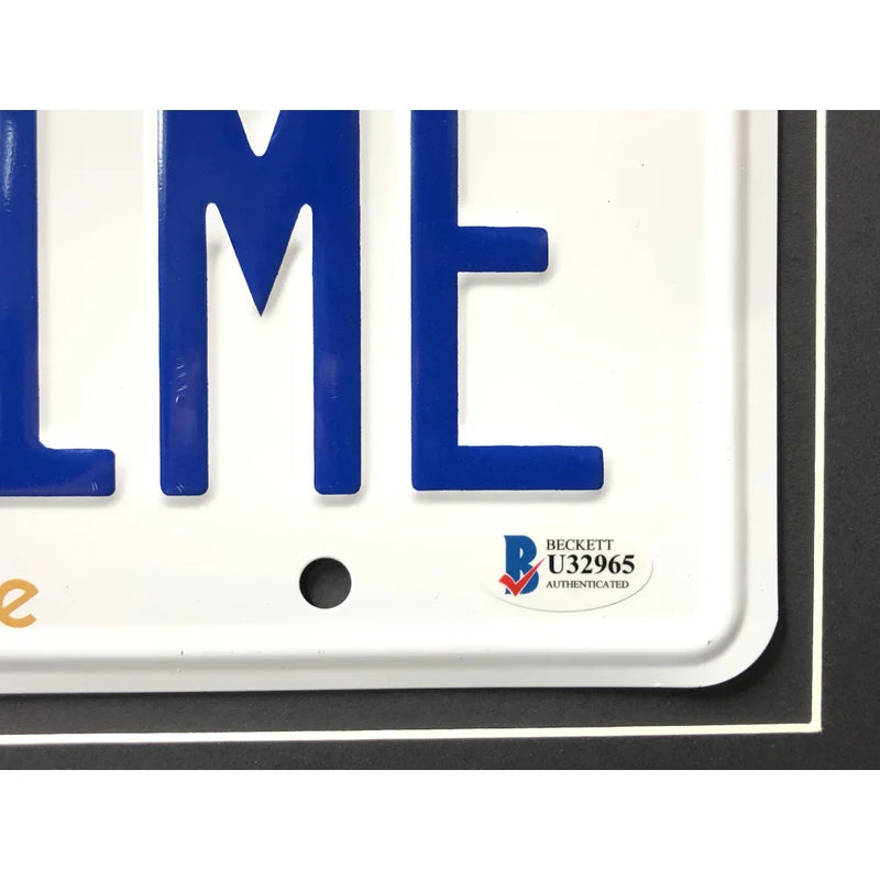 "Back to the Future" Christopher Lloyd Signed Delorean Movie Car License Plate Framed Collage BAS