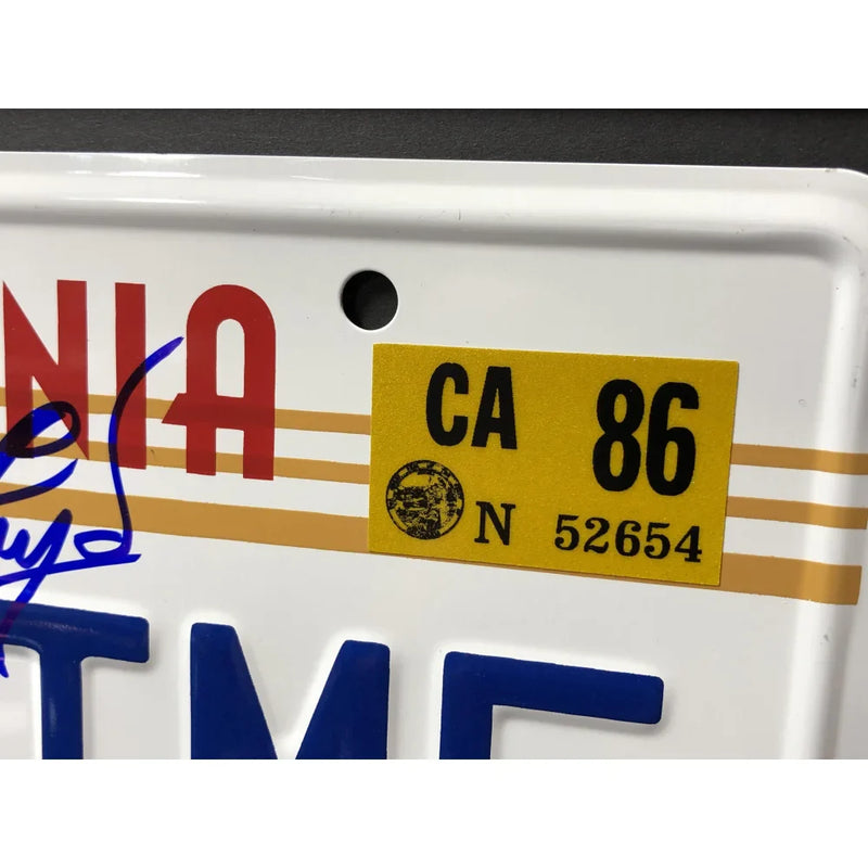 "Back to the Future" Christopher Lloyd Signed Delorean Movie Car License Plate Framed Collage BAS
