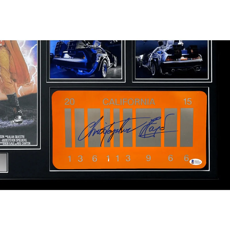 "Back to the Future" Delorean Michael J. Fox / Christopher Lloyd Autographed License Plate Framed
