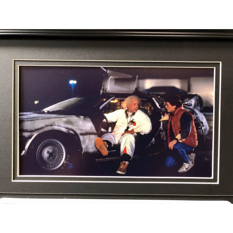 "Back to the Future" Delorean Movie Car License Plate Framed Collage Michael J. Fox Christopher