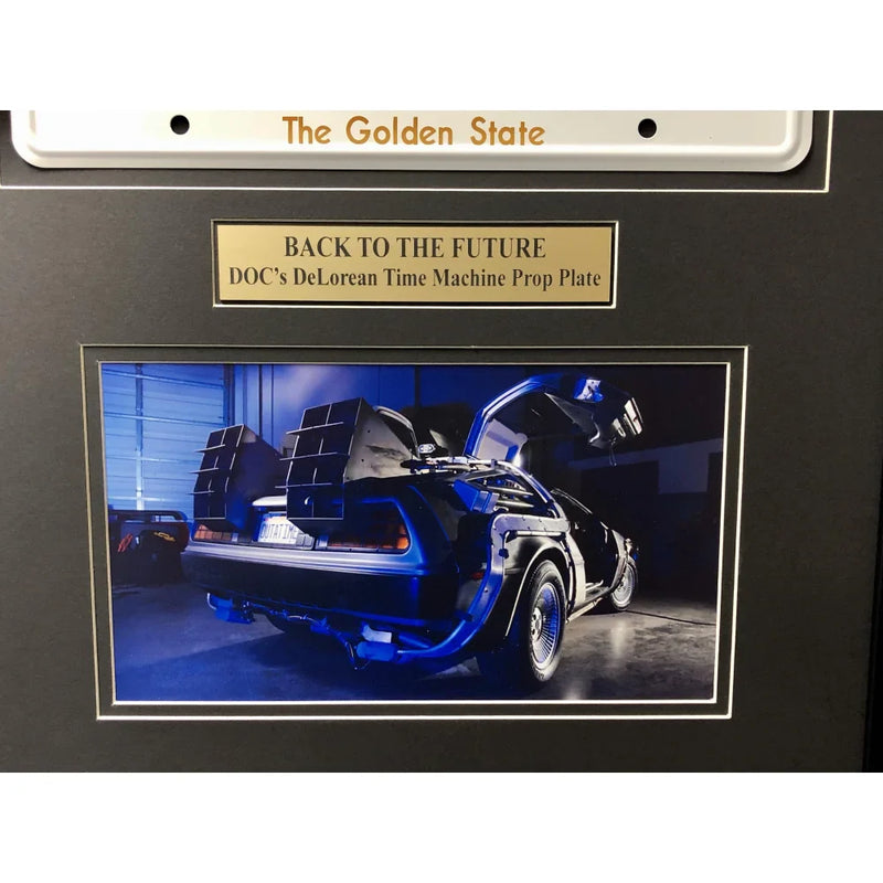 "Back to the Future" Delorean Movie Car License Plate Framed Collage Michael J. Fox Christopher