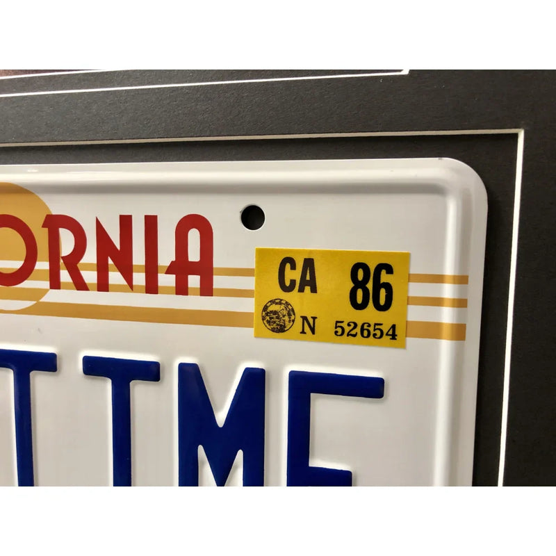 "Back to the Future" Delorean Movie Car License Plate Framed Collage Michael J. Fox Christopher