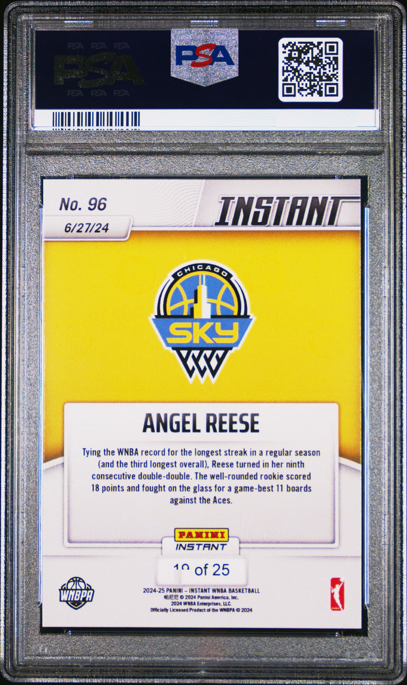 PSA 10 Angel Reese 2024 Panini Instant #96 Jungle SP Only 25 Made Rookie Card Chicago Sky