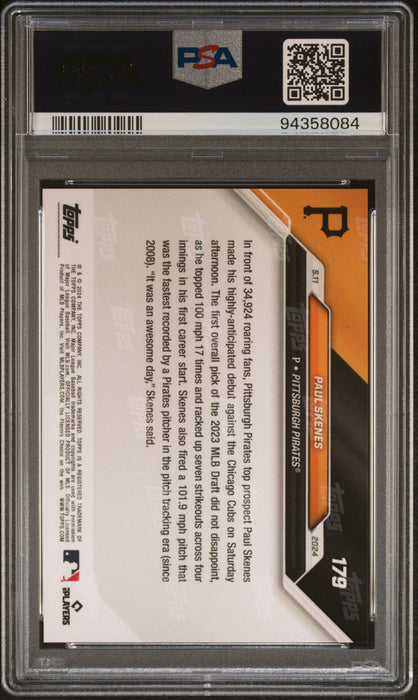 PSA 10 Paul Skenes 2024 Topps Now #179 MLB Debut! Rookie Card