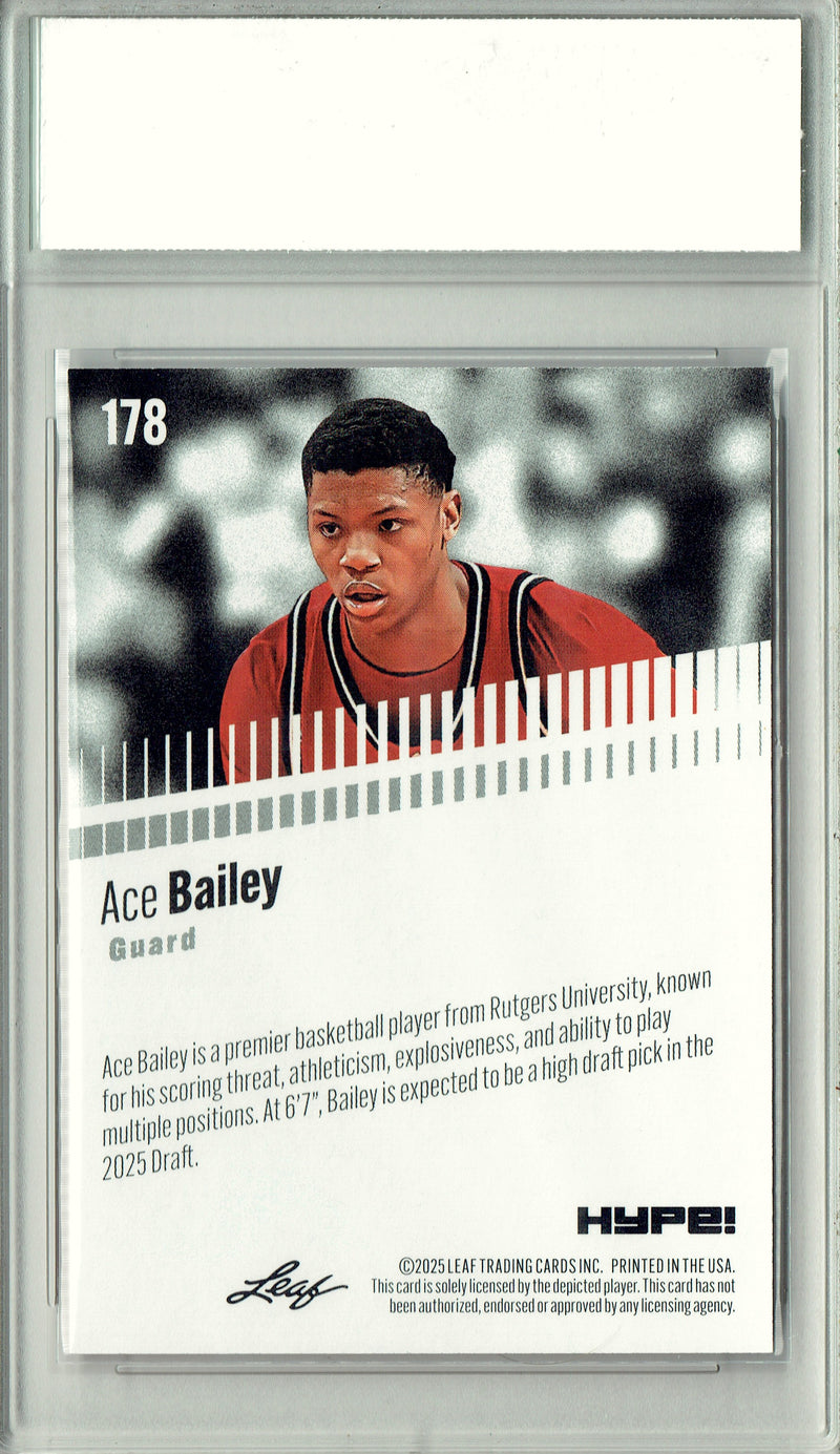 Ace Bailey 2025 Leaf HYPE! #178 Gold 25 Made Rookie Card PGI 10