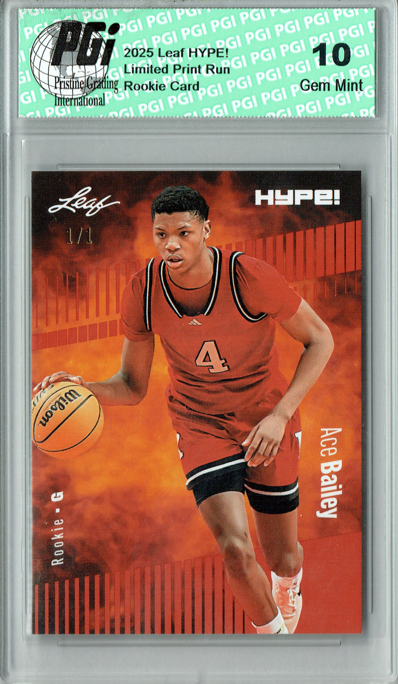 Ace Bailey 2025 Leaf HYPE! #178 Orange Blank Back 1/1 Rookie Card PGI 10