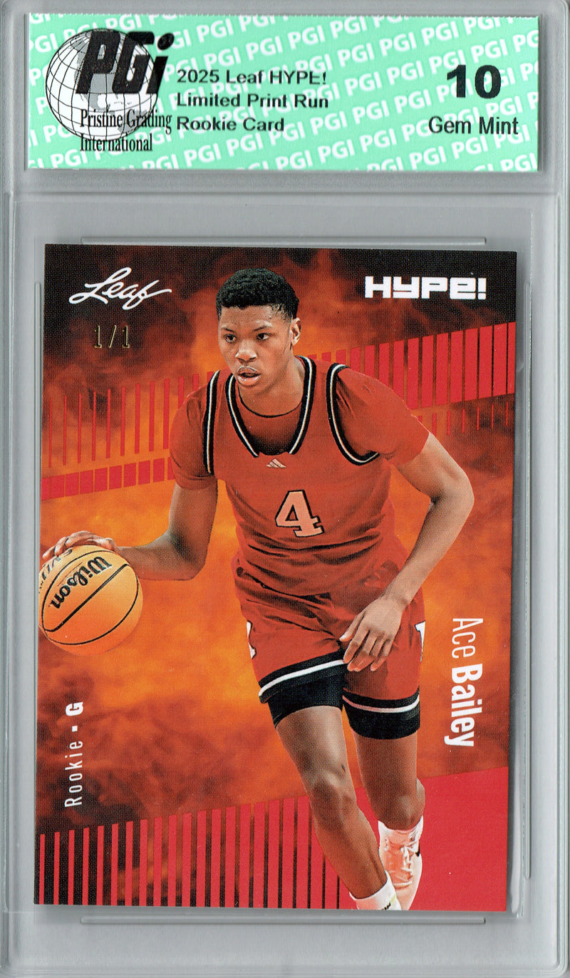 Ace Bailey 2025 Leaf HYPE! #178 Red Blank Back 1/1 Rookie Card PGI 10