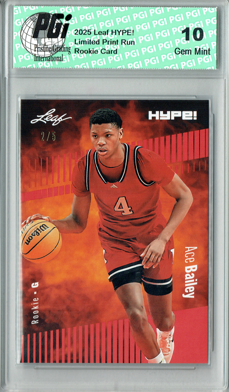Ace Bailey 2025 Leaf HYPE! #178 Red 5 Made Rookie Card PGI 10