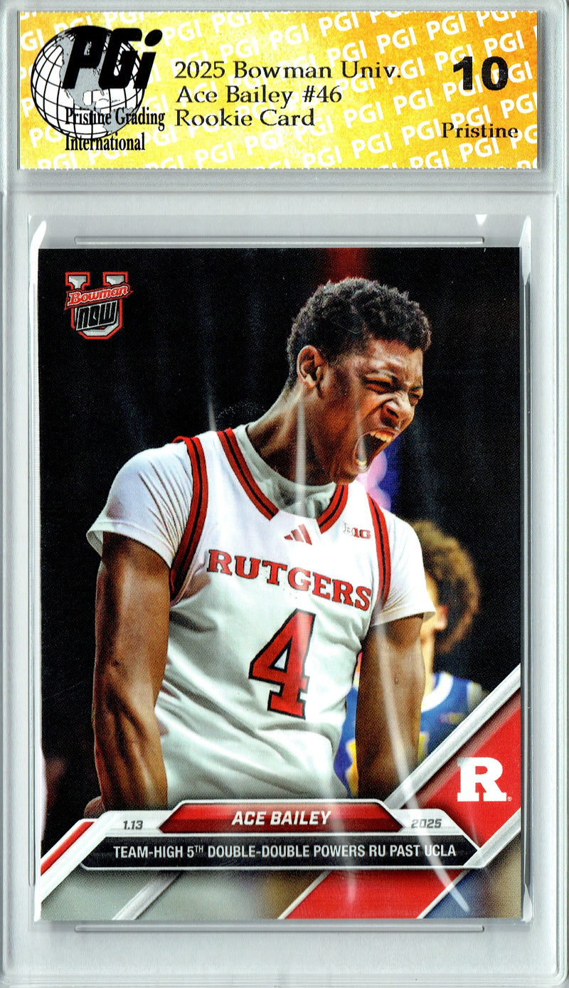 Ace Bailey Rookie Card 2025 Bowman University Now #46 PRISTINE, PGI 10, Utah Jazz Basketball