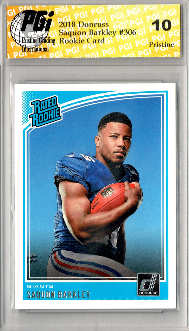 Saquon Barkley 2018 Donruss #306 Pristine Rated Rookie Card PGI 10