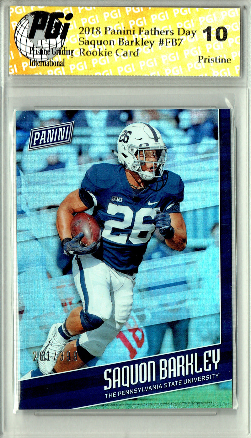 Saquon Barkley 2018 Panini 261/399 #FB7 Pristine Father's Day Rookie Card PGI 10