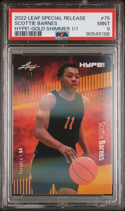 PSA 9 Scottie Barnes 2022 Leaf Hype! #75 Gold Shimmer 1/1 Rookie Card