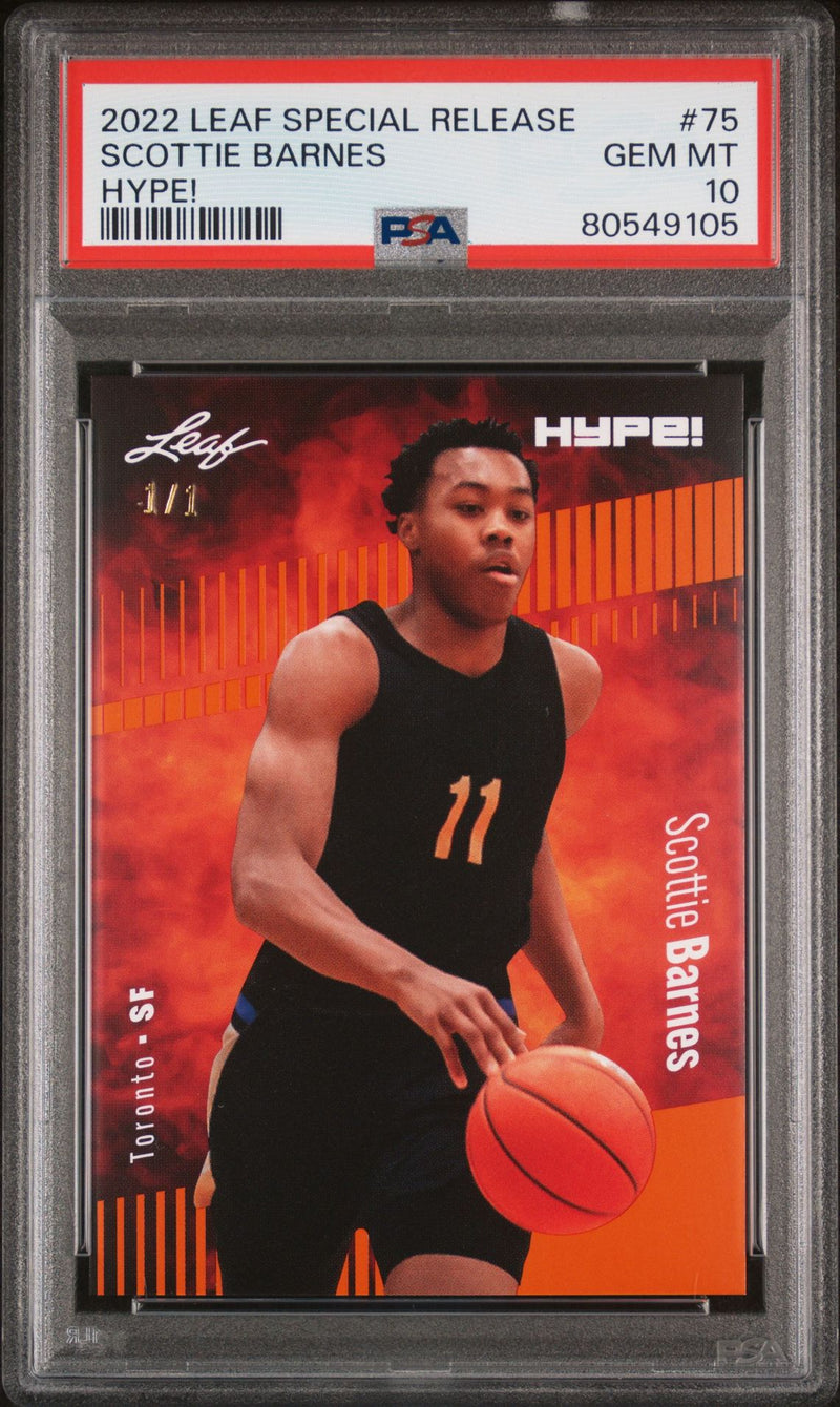 Scottie Barnes PSA 10 2022 Leaf Hype! #75 Orange Masterpiece 1/1 Rookie Card Toronto Raptors