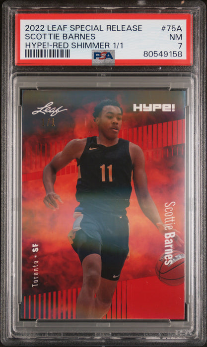 PSA 7 Scottie Barnes 2022 Leaf Hype! #75A Red Shimmer 1/1 Rookie Card