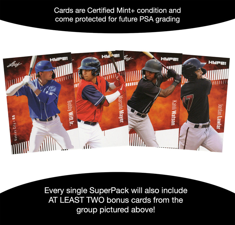 MLB Baseball Superpack II - Shohei Ohtani, Ronald Acuna, Juan Soto, Fernando Tatis Jr, Bobby Witt + Top Prospects 10 Rookie Cards + Bonus Cards - All Certified Mint+