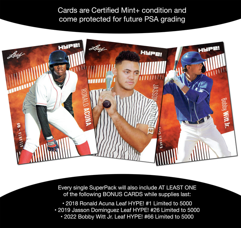 MLB Baseball Superpack - Top Prospect Trading Cards - Shohei Ohtani, Jackson Holliday, Paul Skenes, Elly De La Cruz & More - 16 cards plus bonuses - All Certified Mint+