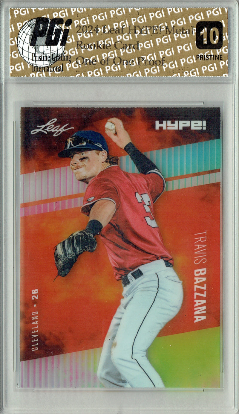 Travis Bazzana 2024 Leaf HYPE! Metal #HM-17 Neon 1/1 Proof Rookie Card PGI 10
