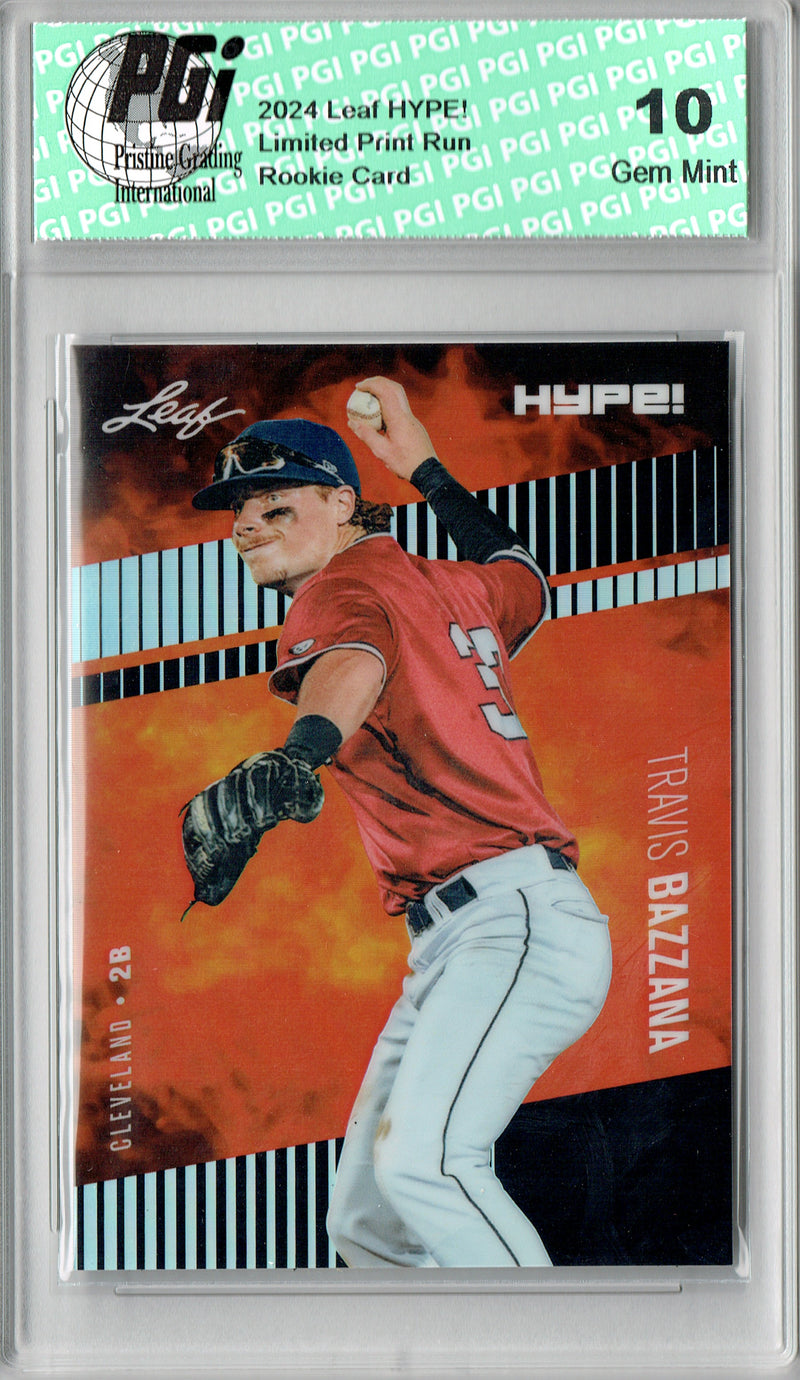 Travis Bazzana Rookie Card Cleveland Pro Baseball Trading Card 2024 Leaf HYPE! Metal #HM-17 Black Only 7 Made PGI 10