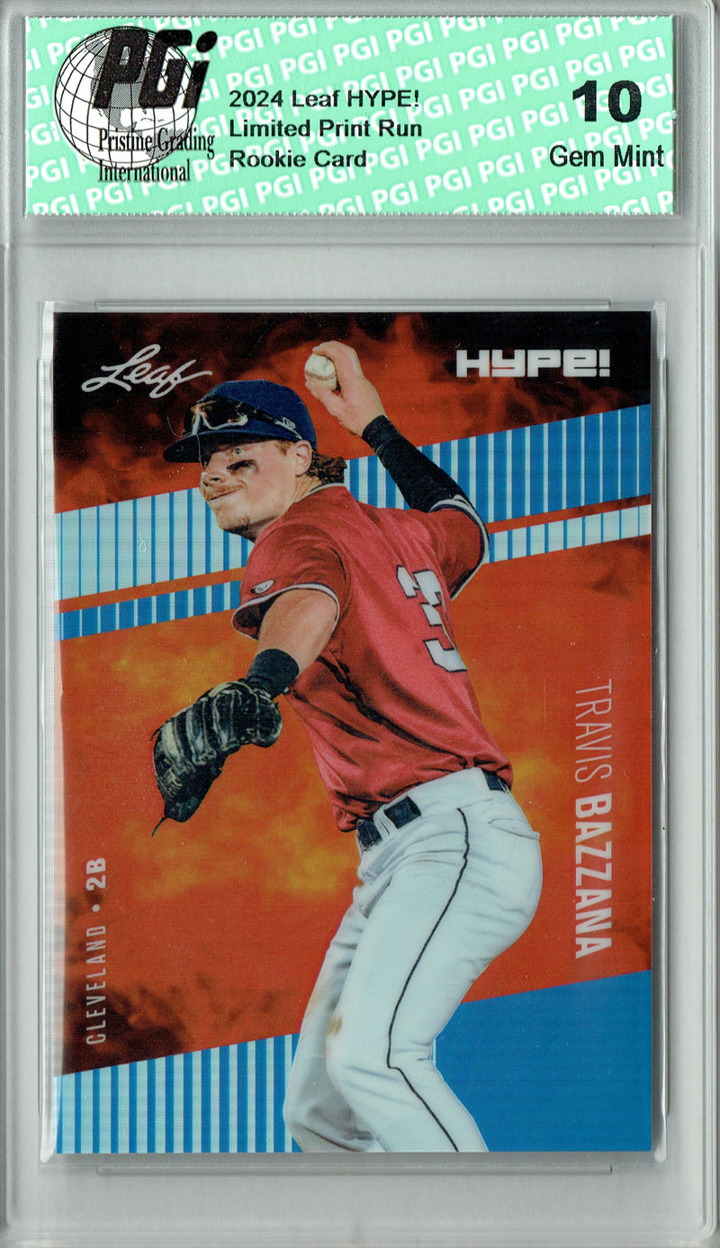 Travis Bazzana Rookie Card Cleveland Pro Baseball Trading Card 2024 Leaf HYPE! Metal #HM-17 Blue Only 20 Made PGI 10