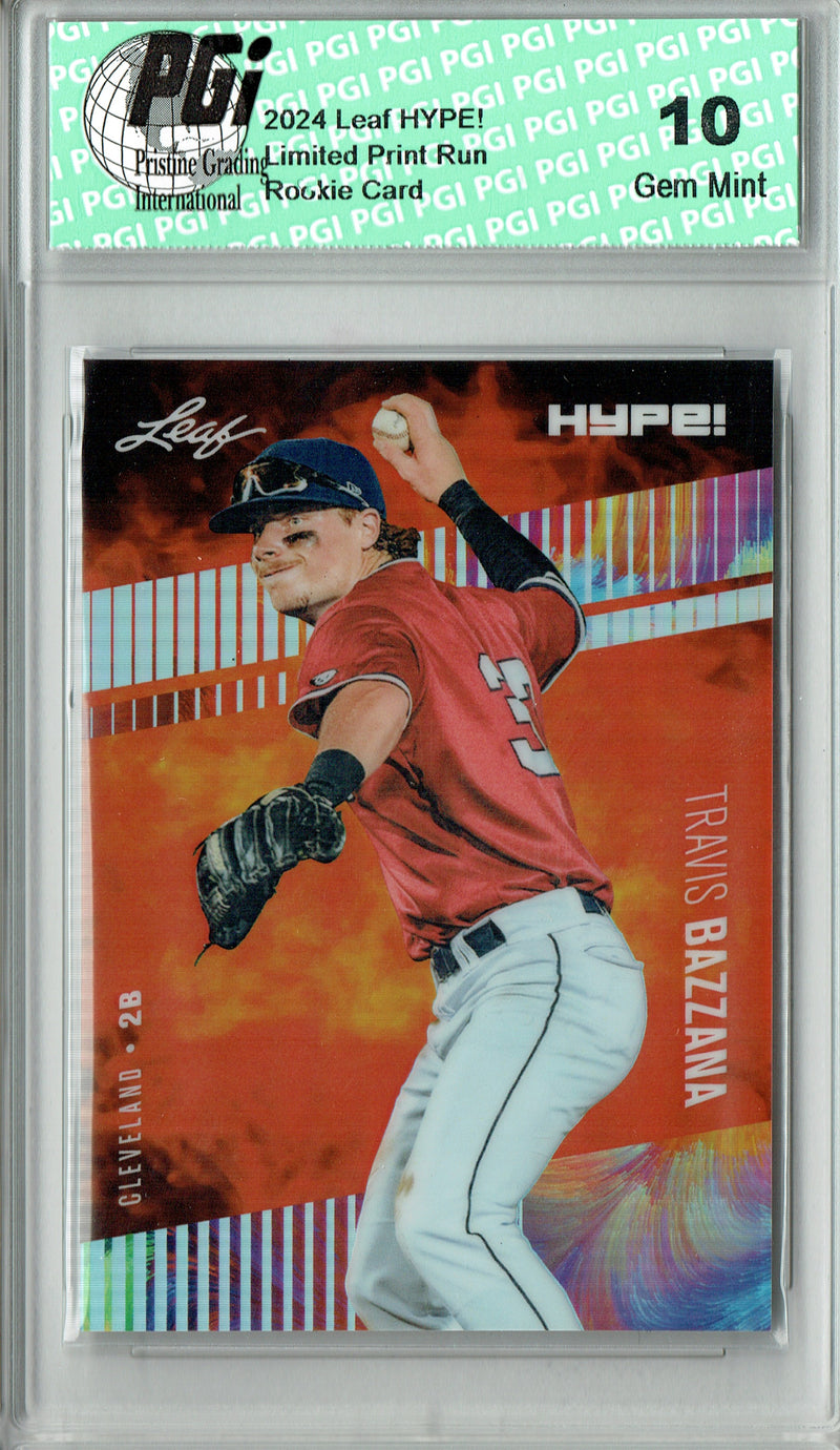 Travis Bazzana Rookie Card 2024 Leaf HYPE! #HM-17 Metal 1/1 Burst, PGI 10, Cleveland Guardians Baseball