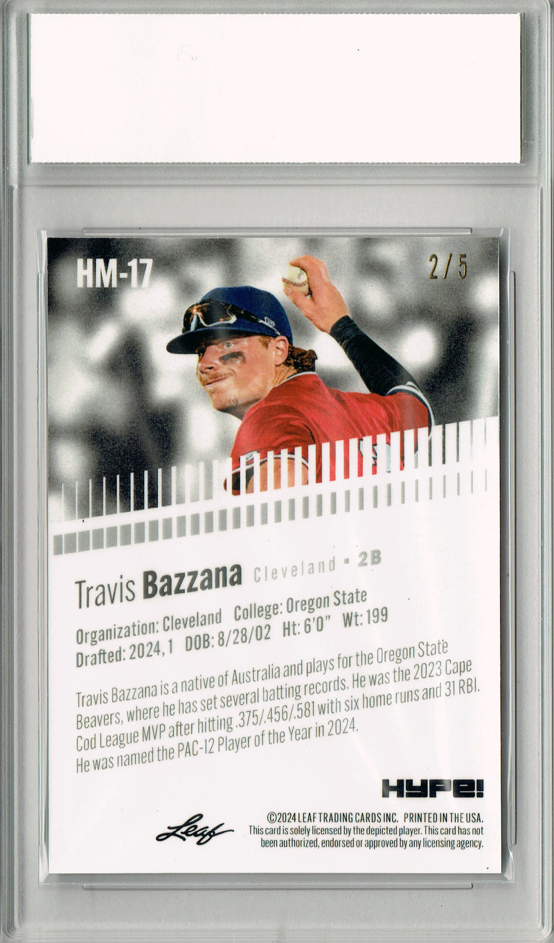 Travis Bazzana 2024 Leaf HYPE! Metal #HM-17 Green Only 5 Made Rookie Card PGI 10
