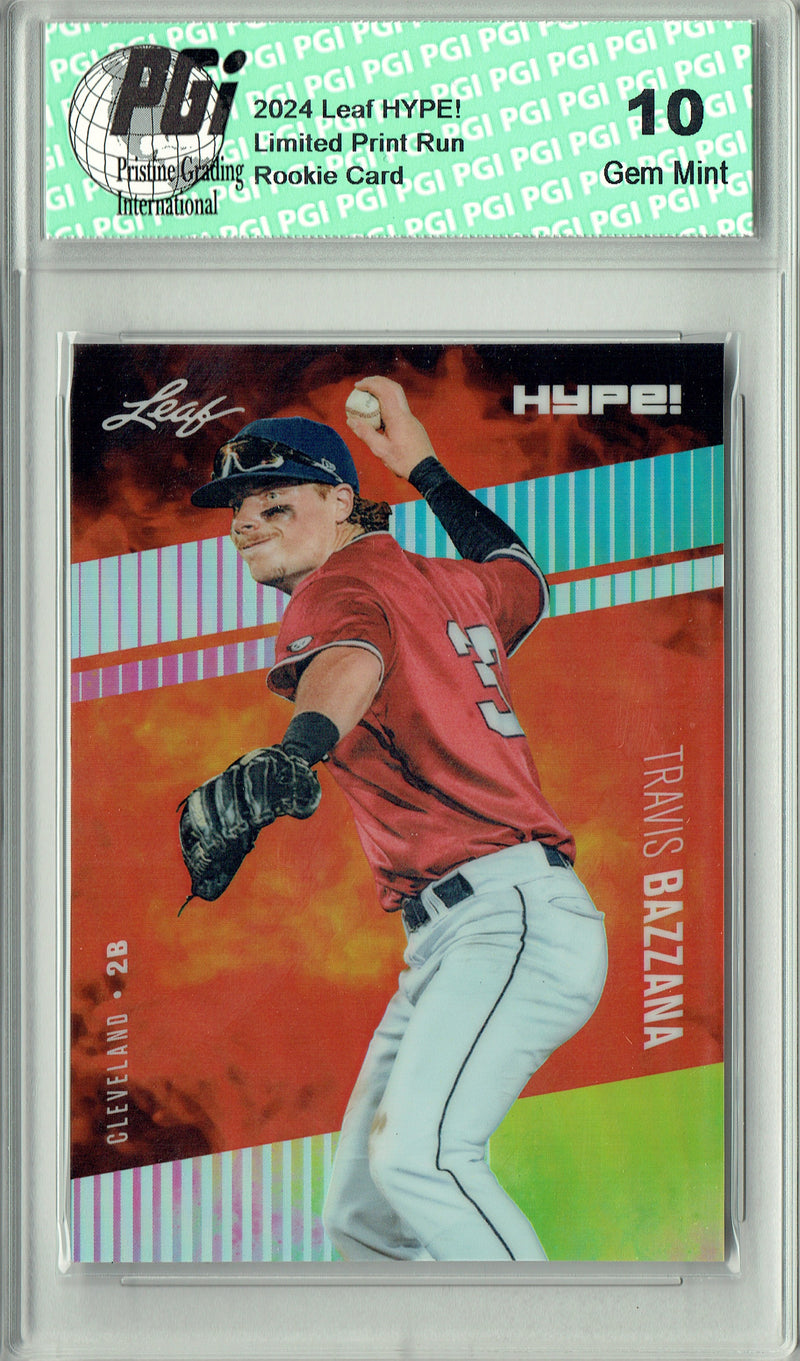 Travis Bazzana Rookie Card 2024 Leaf HYPE! #HM-17 Metal 1/1 Neon, PGI 10, Cleveland Guardians Baseball