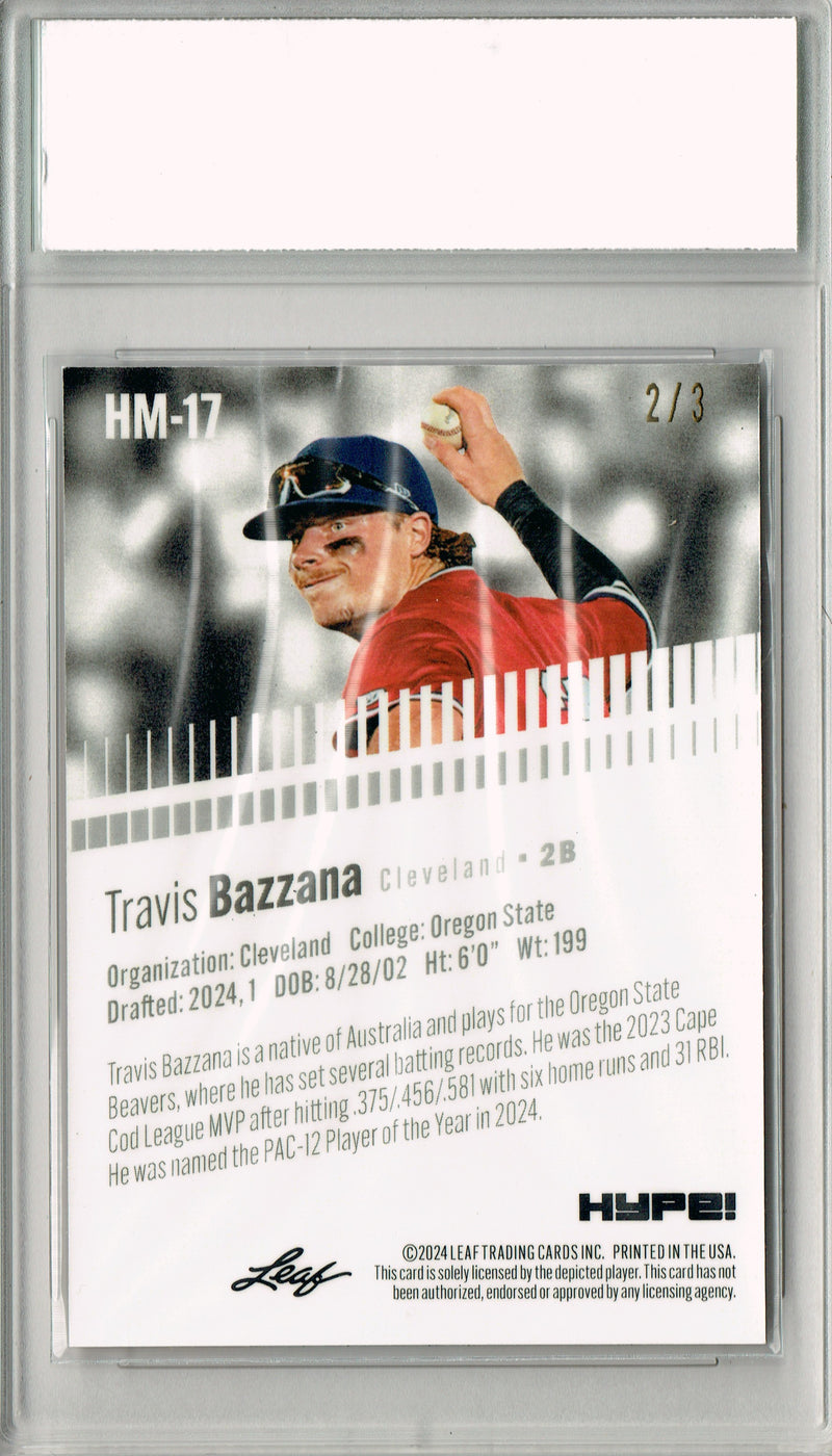 Travis Bazzana 2024 Leaf HYPE! Metal #HM-17 Orange Only 3 Made Rookie Card PGI 10