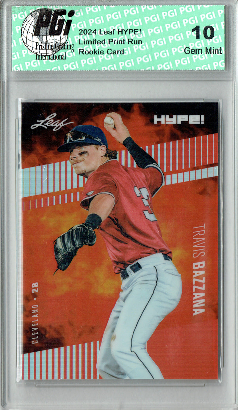 Travis Bazzana Rookie Card Cleveland Pro Baseball Trading Card 2024 Leaf HYPE! Metal #HM-17 Red Only 2 Made PGI 10