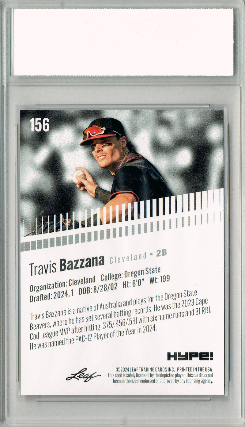 Travis Bazzana 2024 Leaf HYPE! #156 Purple Shimmer 1/1 Rookie Card PGI 10