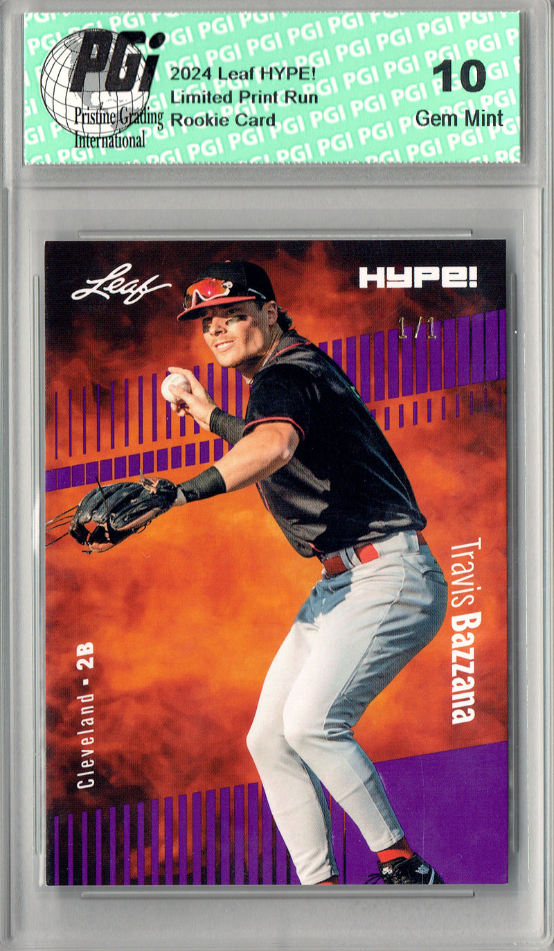 Travis Bazzana 2024 Leaf HYPE! #156 Purple Blank Back 1/1 Rookie Card PGI 10