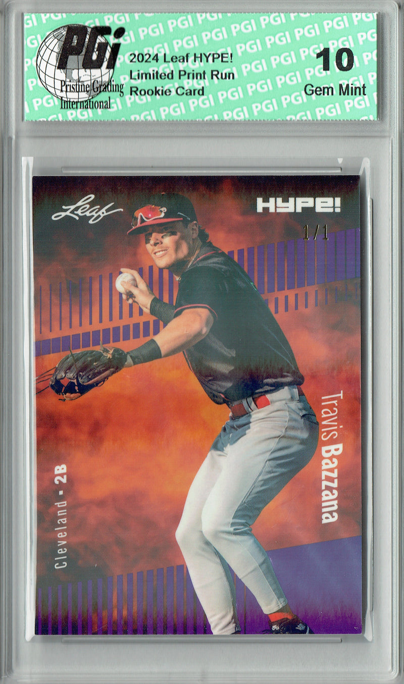 Travis Bazzana 2024 Leaf HYPE! #156 Purple Shimmer 1/1 Rookie Card PGI 10