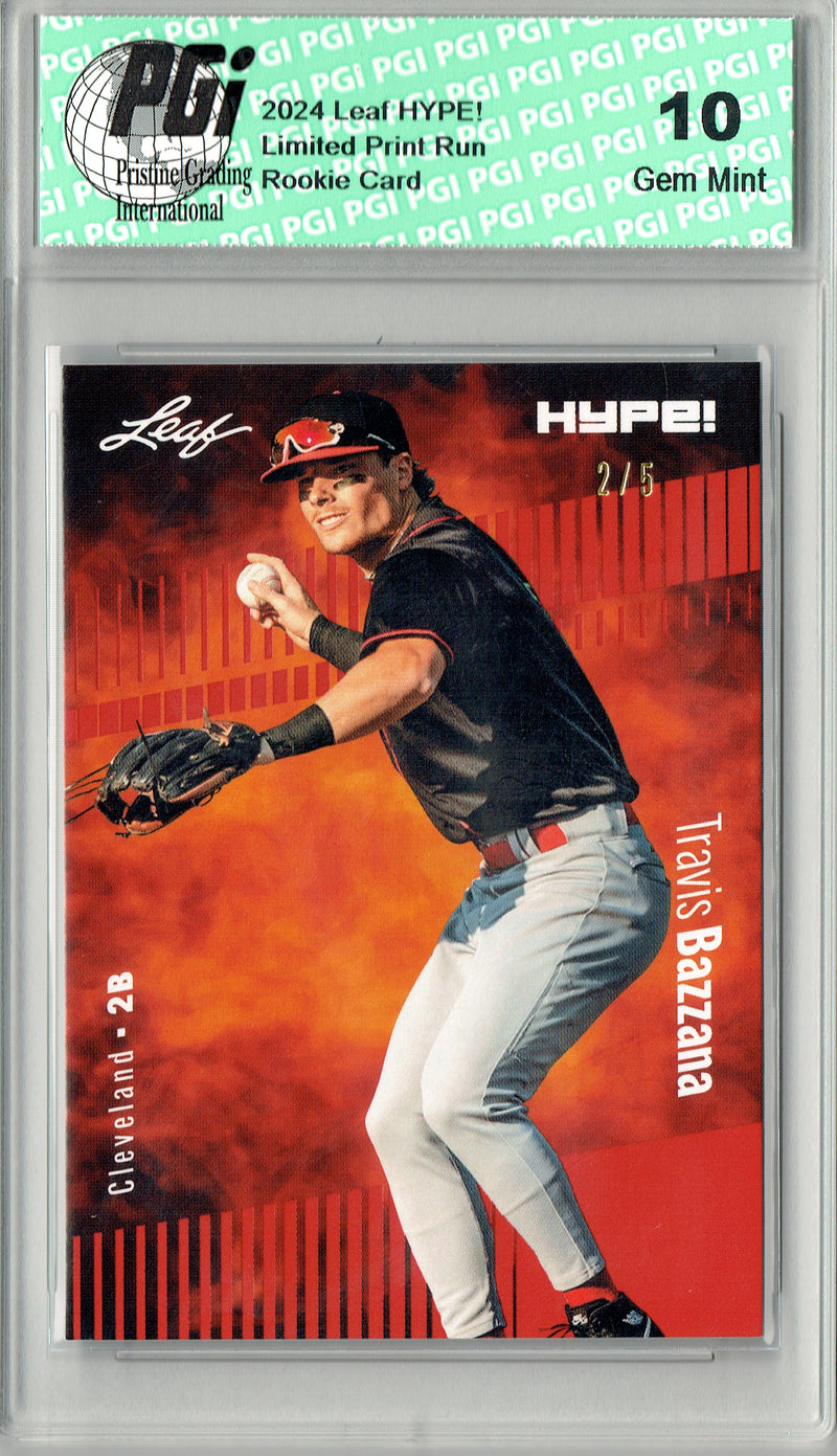 Travis Bazzana 2024 Leaf HYPE! #156 Red SP 5 Made Rookie Card PGI 10