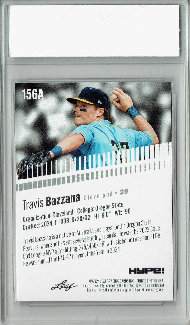 Travis Bazzana 2024 Leaf HYPE! #156A Purple Shimmer 1/1 Rookie Card PGI 10