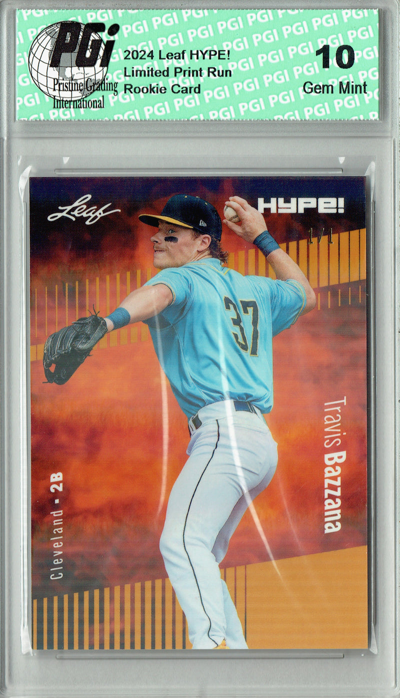 Travis Bazzana 2024 Leaf HYPE! #156A Gold Shimmer 1/1 Rookie Card PGI 10