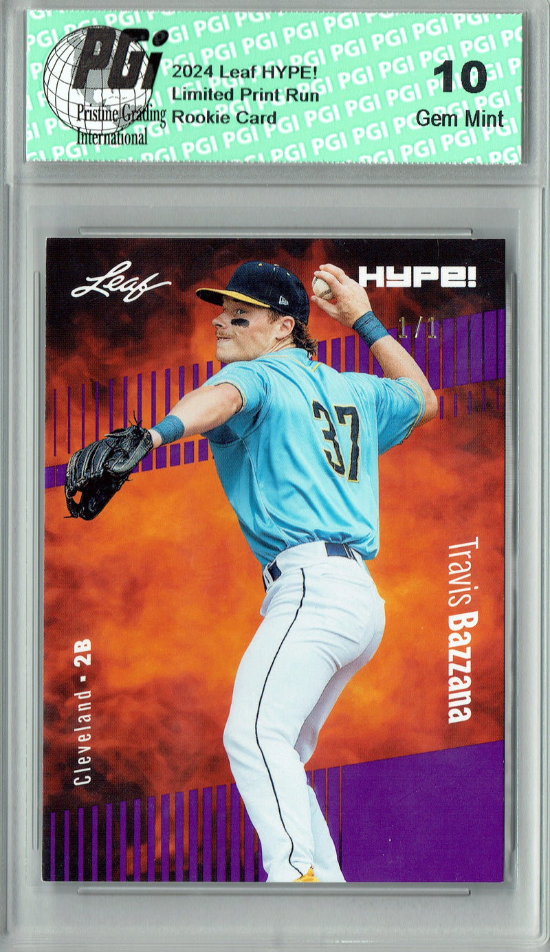 Travis Bazzana 2024 Leaf HYPE! #156A Purple Blank Back 1/1 Rookie Card PGI 10